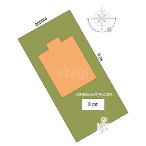 Дом 199м², 1-этажный, участок 8 сот.