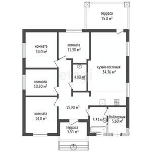 Дом 132м², 1-этажный, участок 6 сот.