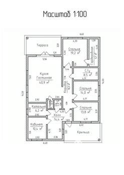 Дом 165м², 1-этажный, участок 10 сот.  
