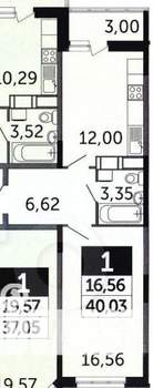 1-к квартира, на длительный срок, 39м2, 2/22 этаж