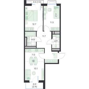 3-к квартира, вторичка, 62м2, 2/5 этаж