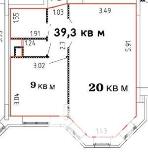 1-к квартира, вторичка, 39м2, 2/3 этаж