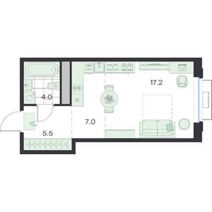 1-к квартира, вторичка, 34м2, 4/5 этаж