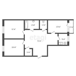 3-к квартира, вторичка, 61м2, 4/5 этаж