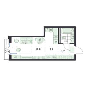 1-к квартира, вторичка, 31м2, 3/5 этаж