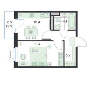 1-к квартира, вторичка, 35м2, 3/4 этаж