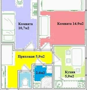 2-к квартира, вторичка, 41м2, 1/2 этаж