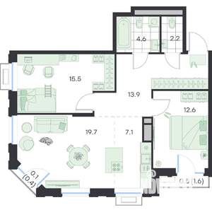 3-к квартира, вторичка, 76м2, 3/5 этаж