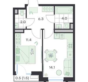 1-к квартира, вторичка, 38м2, 3/4 этаж