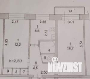 2-к квартира, вторичка, 44м2, 3/5 этаж