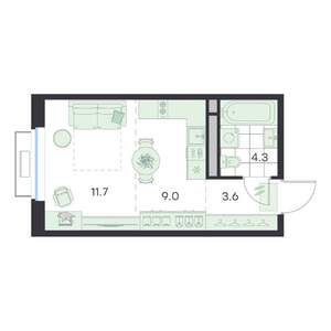 1-к квартира, вторичка, 29м2, 2/5 этаж