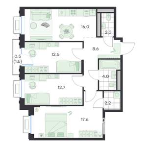 3-к квартира, вторичка, 76м2, 3/5 этаж