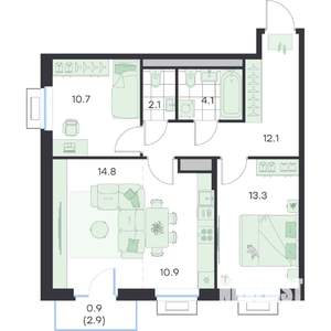 3-к квартира, вторичка, 69м2, 4/5 этаж