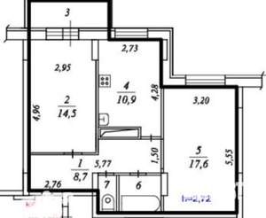 2-к квартира, вторичка, 56м2, 16/17 этаж