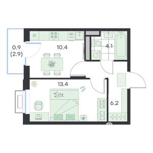 1-к квартира, вторичка, 35м2, 3/5 этаж