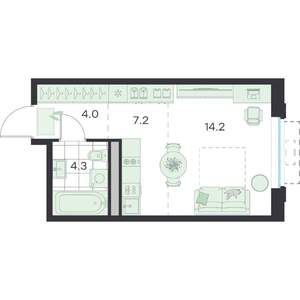 1-к квартира, вторичка, 30м2, 1/5 этаж
