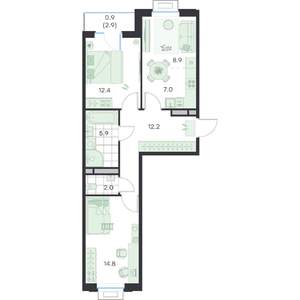 3-к квартира, вторичка, 65м2, 4/5 этаж
