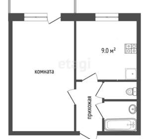 1-к квартира, вторичка, 34м2, 4/9 этаж