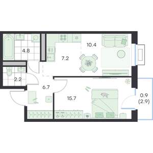2-к квартира, вторичка, 48м2, 3/5 этаж