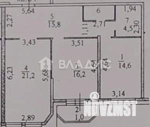 2-к квартира, вторичка, 76м2, 7/12 этаж