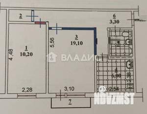 2-к квартира, вторичка, 44м2, 4/4 этаж