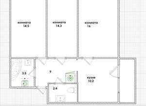 3-к квартира, вторичка, 70м2, 7/17 этаж