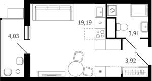 Студия квартира, строящийся дом, 28м2, 3/16 этаж