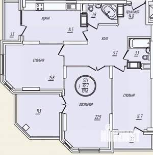 3-к квартира, вторичка, 100м2, 22/22 этаж