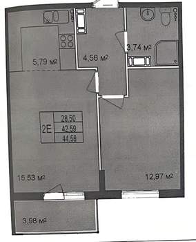 2-к квартира, вторичка, 44м2, 12/18 этаж
