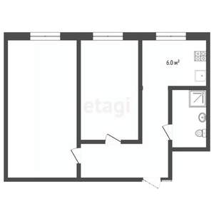 2-к квартира, вторичка, 43м2, 1/5 этаж