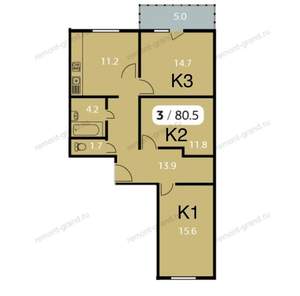3-к квартира, вторичка, 80м2, 15/17 этаж