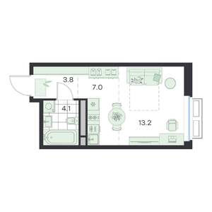 1-к квартира, вторичка, 28м2, 2/5 этаж