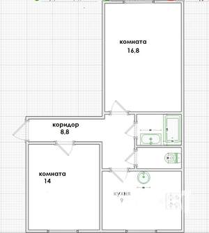 2-к квартира, вторичка, 53м2, 2/3 этаж