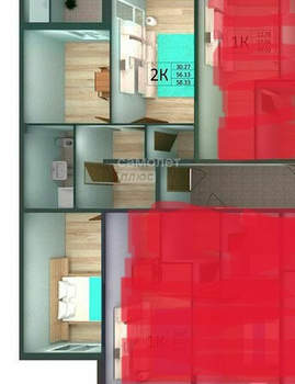 2-к квартира, вторичка, 56м2, 3/15 этаж