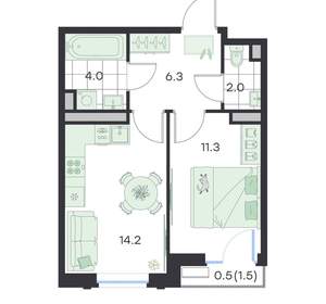 1-к квартира, вторичка, 38м2, 3/4 этаж