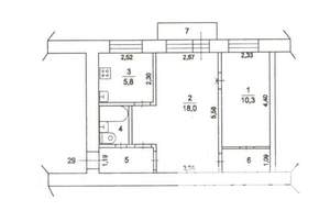 2-к квартира, вторичка, 44м2, 2/5 этаж