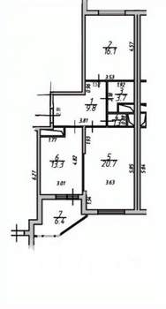 2-к квартира, вторичка, 65м2, 6/17 этаж