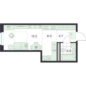 1-к квартира, вторичка, 30м2, 1/5 этаж