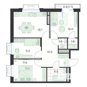 3-к квартира, вторичка, 67м2, 3/5 этаж