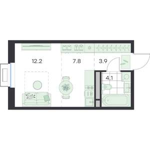 1-к квартира, вторичка, 28м2, 2/5 этаж