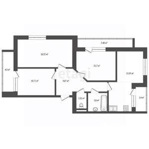 3-к квартира, вторичка, 72м2, 2/3 этаж