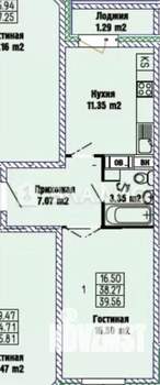 1-к квартира, вторичка, 38м2, 13/21 этаж