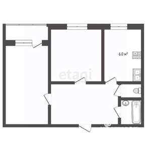 2-к квартира, вторичка, 46м2, 2/12 этаж