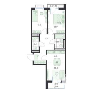 3-к квартира, вторичка, 62м2, 2/5 этаж
