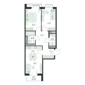 3-к квартира, вторичка, 62м2, 3/5 этаж
