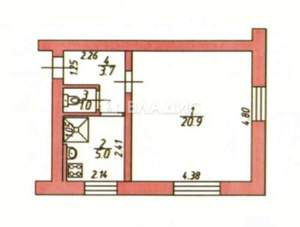 1-к квартира, вторичка, 31м2, 1/2 этаж