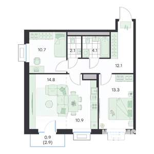 3-к квартира, вторичка, 69м2, 3/5 этаж
