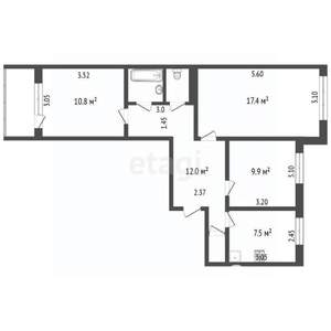 3-к квартира, вторичка, 63м2, 2/10 этаж