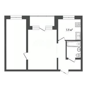 2-к квартира, вторичка, 47м2, 5/5 этаж