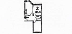 2-к квартира, вторичка, 58м2, 3/3 этаж